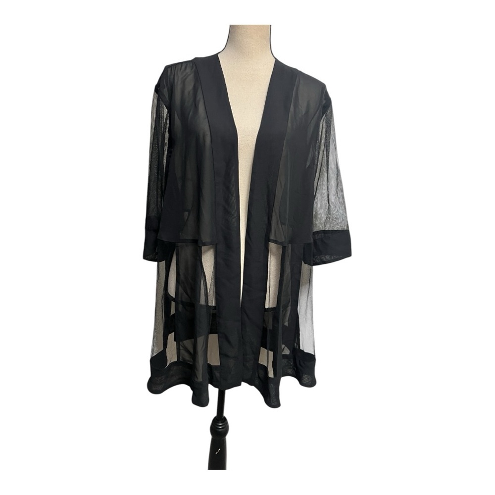 Vintage Sheer Black Kimono Cover Up Size L